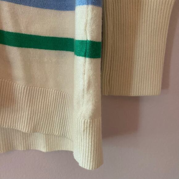 NWOT LOFT Women's size Small White Green Blue Striped Lightweight Sweater - Picture 4 of 8